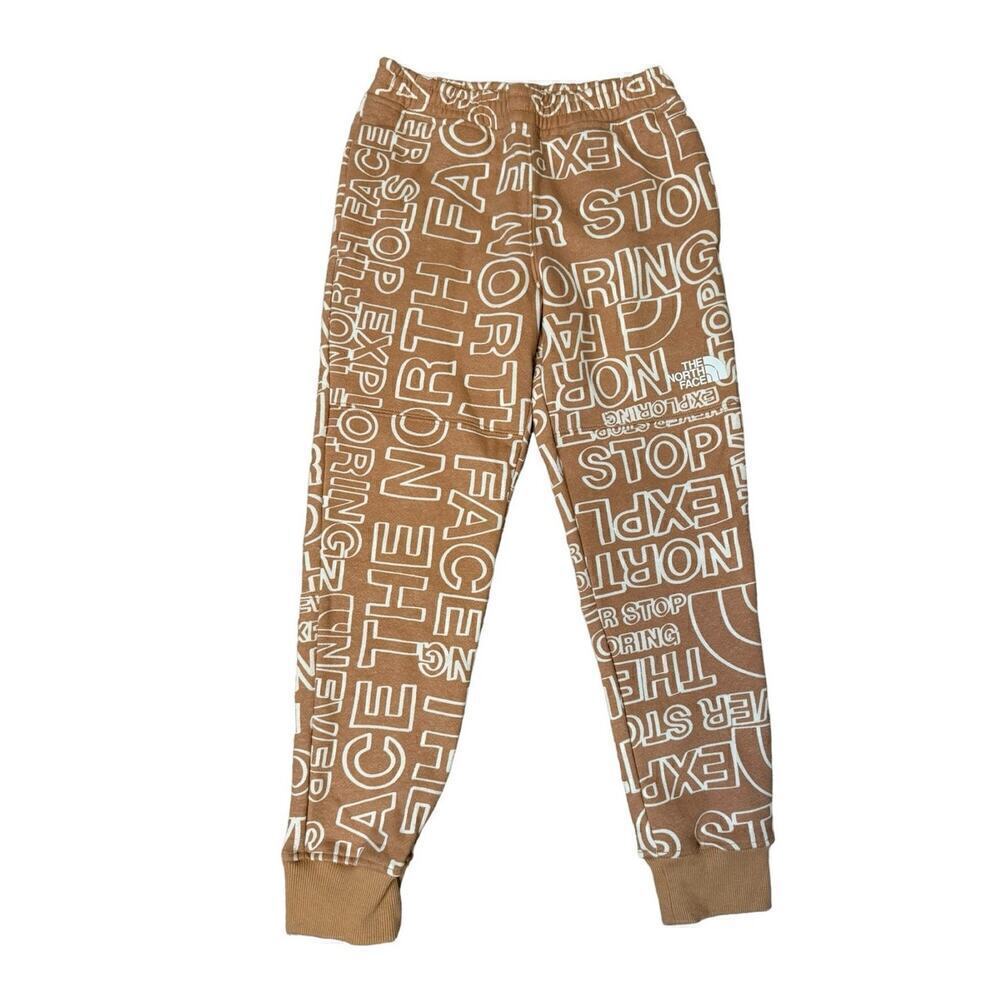 North Face NEW Boys Fleece Joggers Almond Butter Size Large/12 Spell out - Picture 2 of 10